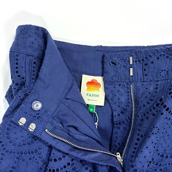 Farm Rio Pineapple Eyelet High Waist Wide Leg Pants Navy Blue Medium NWT - Picture 9 of 17